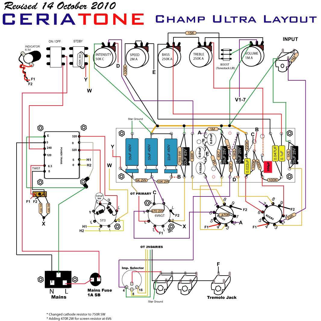 Схема fender champ 5f1