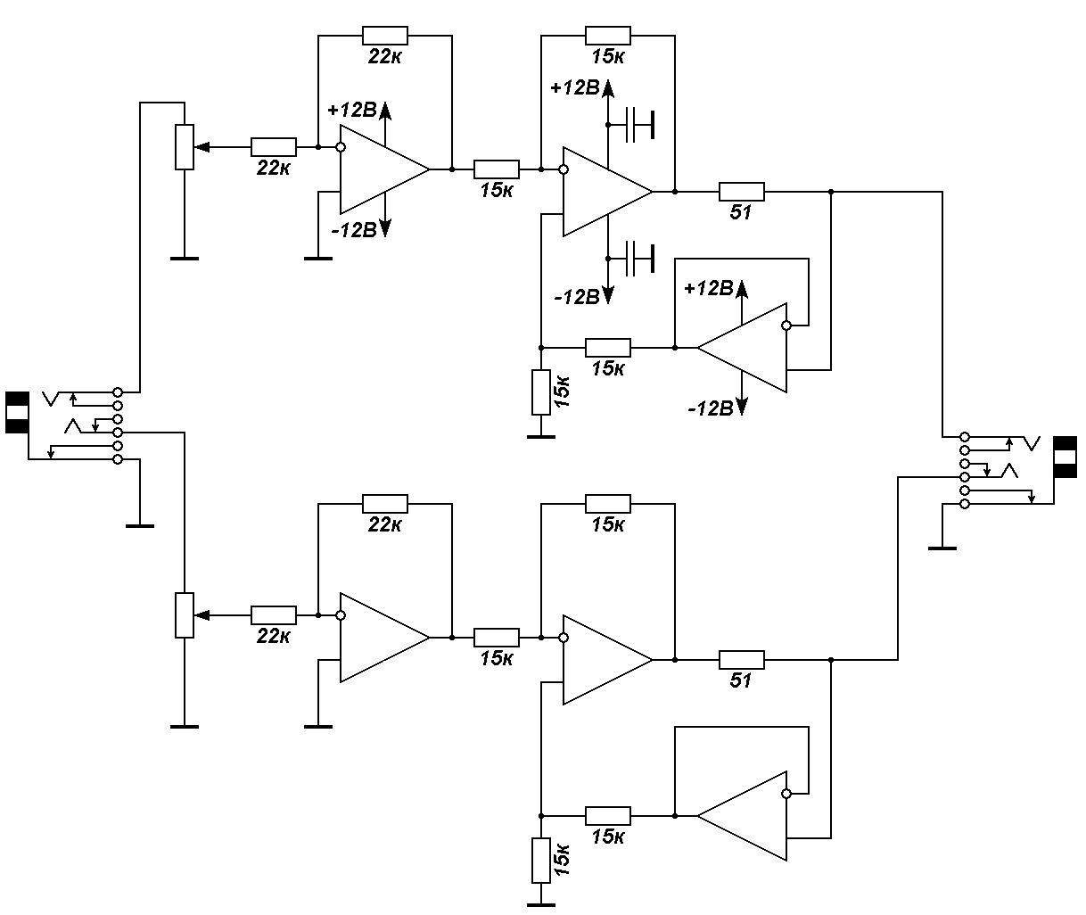 Предварительный усилитель схема на оу