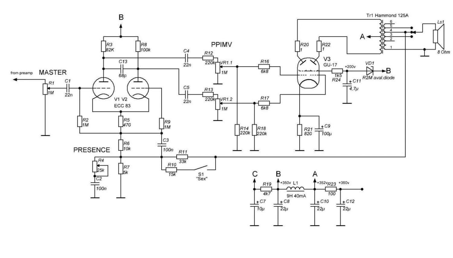 Quad 22 preamp схема