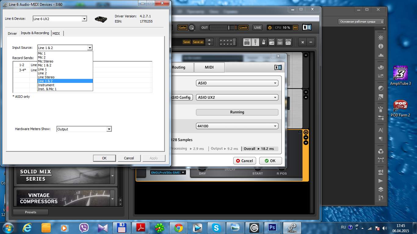 Line 6 ux2 звуковая карта