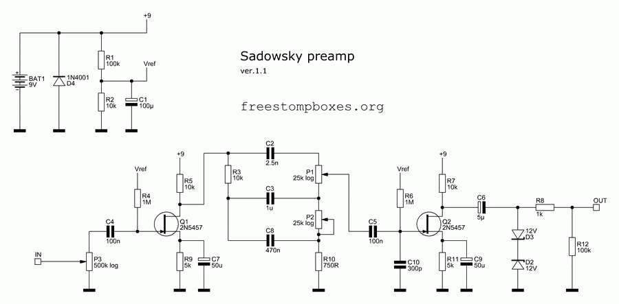 Преамп для гитары схема