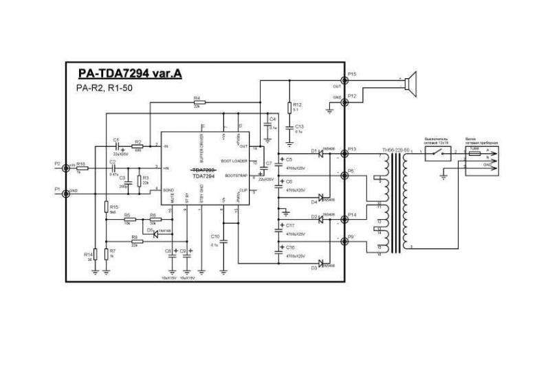 Tda7294 схема усилителя